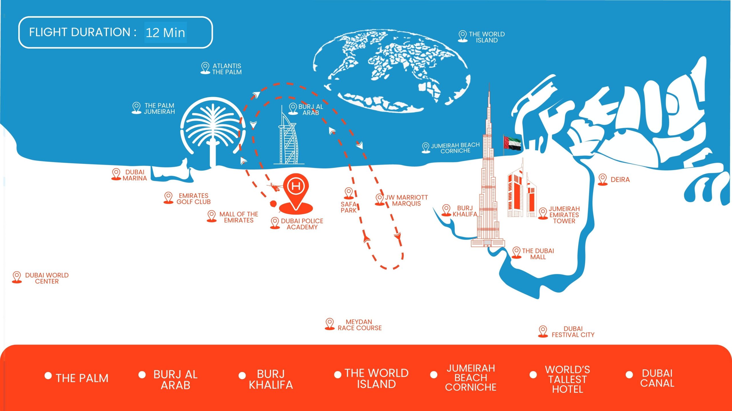 12 mins helicopters tour map