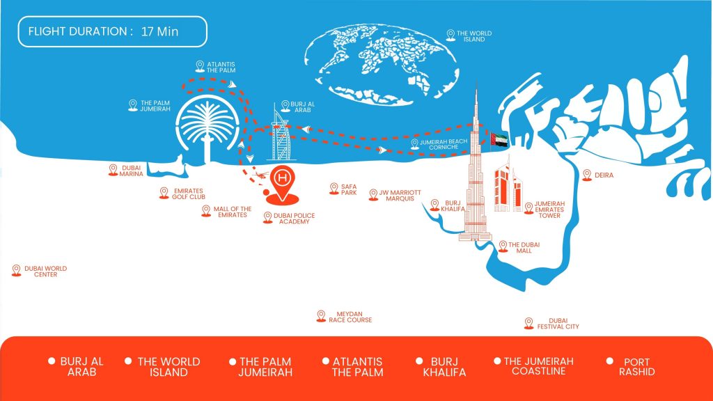 17 mins helicopters tour map