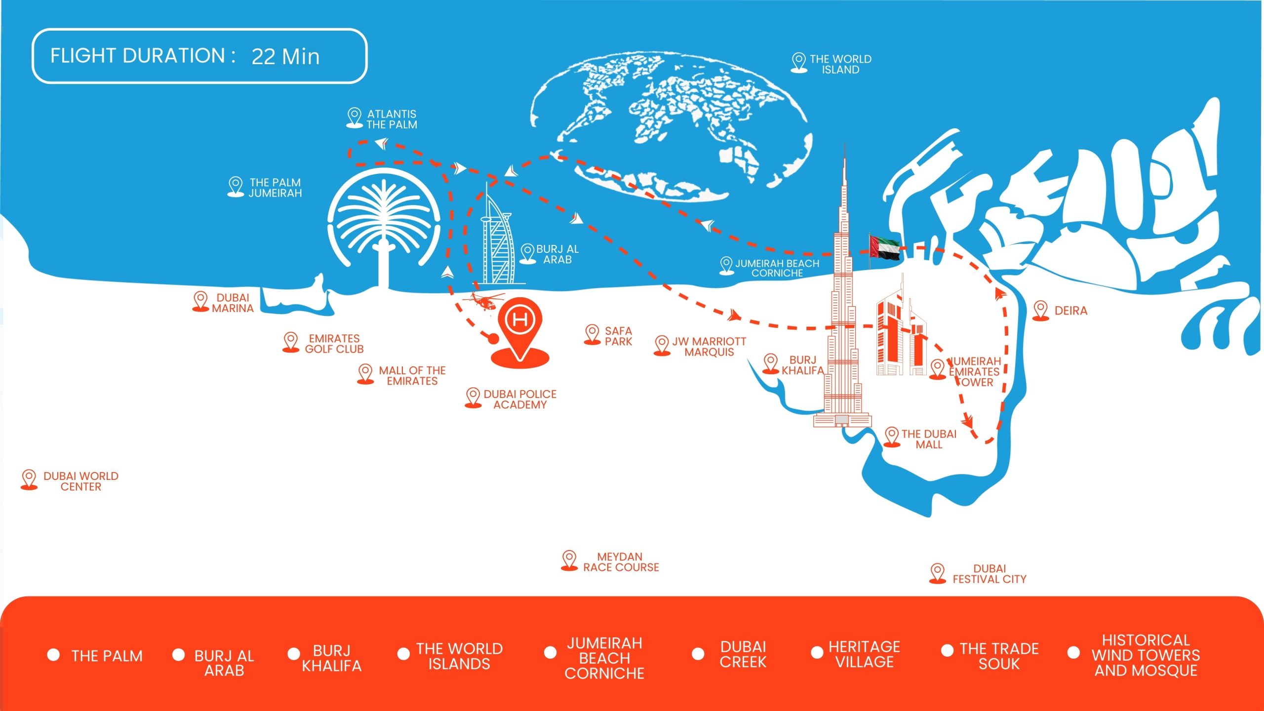 22 mins helicopters tour map